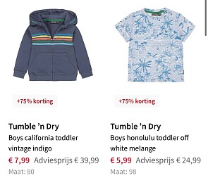 Tumble n dry kids kleding koopjes