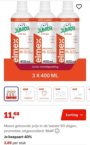 Elmex Junior mondwater 3 x 400ml -40%