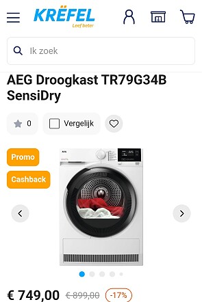 Tot €100 cashback bij Krëfel op AEG toestellen