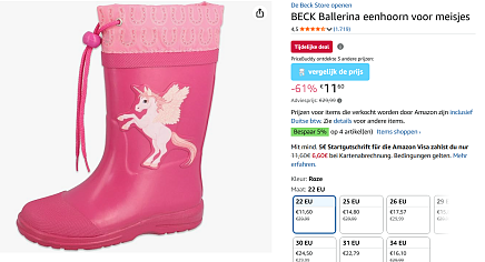 Laarzen maat 20 voor meisjes goedkoper bij Amazon