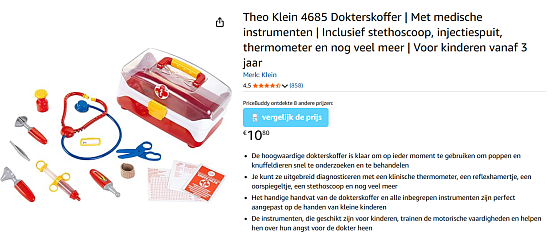 Dokterstas Theo Klein, 3+, goedkoop bij Amazon 🩺