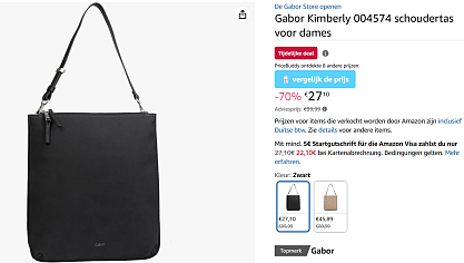 Gabor handtas/hobo bag -70% bij Amazon DE