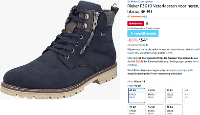 Rieker veterboots maten 40 & 41 voor minder dan €40
