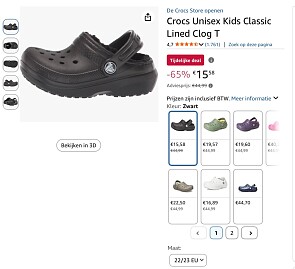 Crocs Unisex Kids Classic maat 22/23 -65%