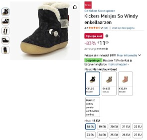 Kickers Meisjes So Windy enkellaarzen maat 18 -83%