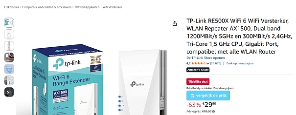 TP-Link RE500X WiFi 6 WiFi Versterker