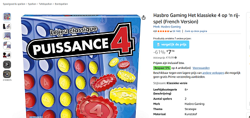 Hasbro Gaming Het klassieke 4 op ‘n rij-spel (French Version)