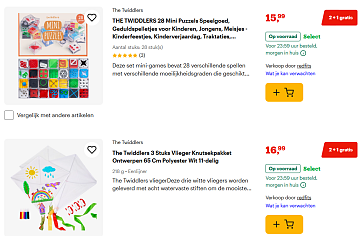 2+1 gratis en 2e aan -50% op selectie speelgoed bij Bol