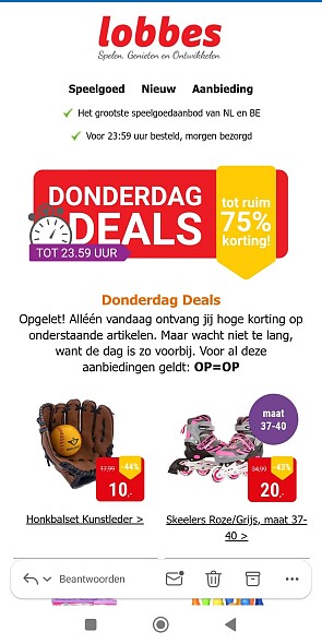 Donderdag deal bij lobbes: tot -75%