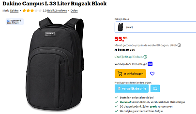 Dakine rugzakken tot -52% bij Bol