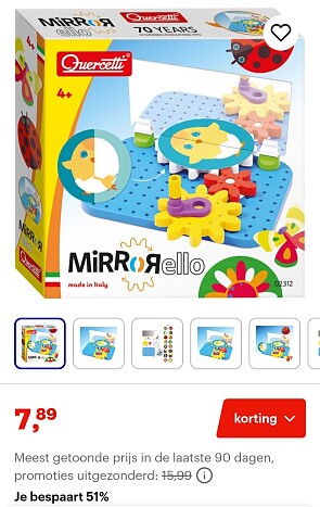 Quercetti tandwielenset dieren -51%