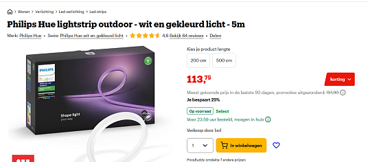 Philips Hue lightstrip outdoor - wit en gekleurd licht - 5m