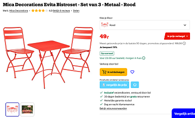 Mica Decorations Evita Bistroset €49 ipv €188