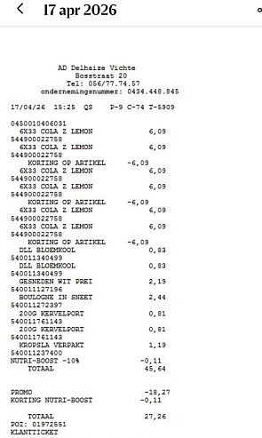 Delhaize: 1+1 cola zero lemon