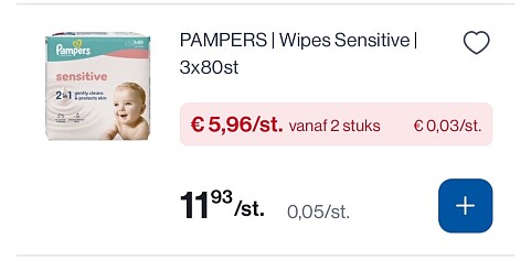 Pampers wipes sensitive 3x80 stuks -50%
