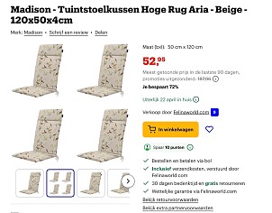 Madison - Tuintstoelkussen -72%