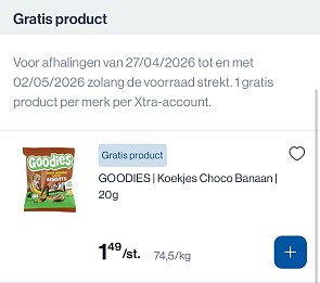 Gratis goodies koekjes Choco - banaan 20 gram bij Collect en go