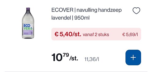 Ecover navulling handzeep lavendel 950 ml -50%