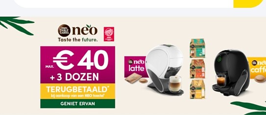 Dolce Gusto Neo korting + 3 dozen terugbetaald
