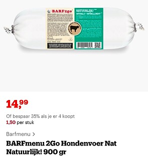 BARFmenu 2Go Hondenvoer 10 stuks