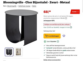 Bloomingville - Cher Bijzettafel - Zwart -63%