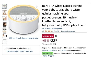 White Noise Machine voor baby's -63%