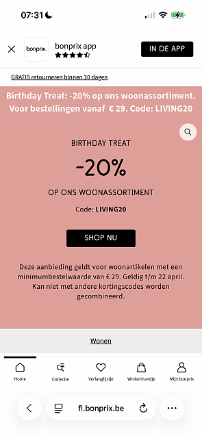 -20% op wonen bij Bonprix