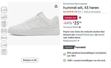 hummel wit, maat 43 heren -64%