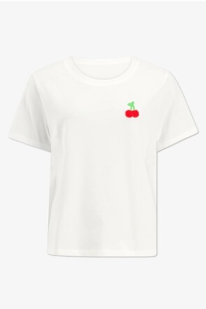 Wit T-shirt met kersen maat S en M