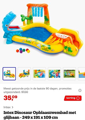 Intex Dinosaur Opblaaszwembad met glijbaan