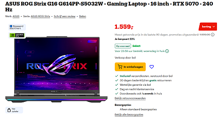 ASUS ROG Strix G16 G614PP-S5032W - Gaming Laptop - 16 inch