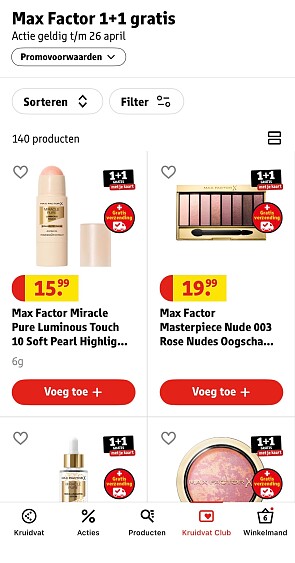 1+1 Max Factor Make-Up Kruidvat