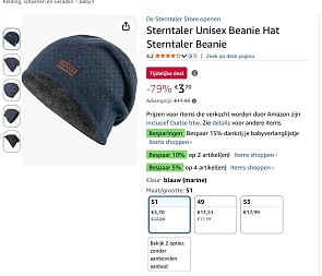 Unisex Beanie maat 51. -79%