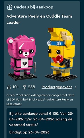 Gratis cadeau bij Lego bij aankoop van €130