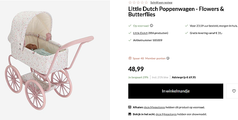 Little Dutch Poppenwagen -27% bij Bol