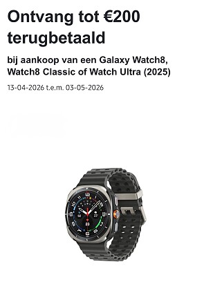 Tot 200€ cashback Samsung Watch8