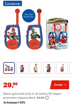 Super Mario Digitale walkie-talkies met morse-lichtfunctie -33%