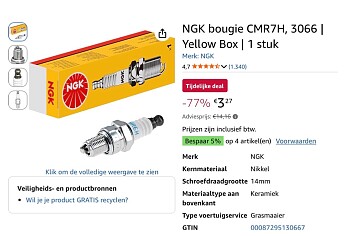 NGK bougie -77%