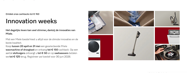 Miele - tot €150 cashback lente 2026