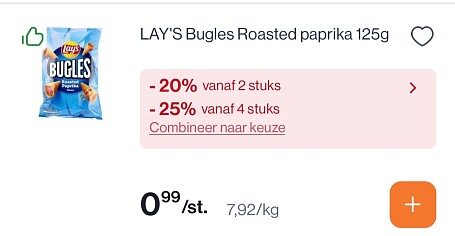 Lays bugles paprika goedkoper + korting