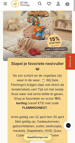 -15% bij De Gele Flamingo