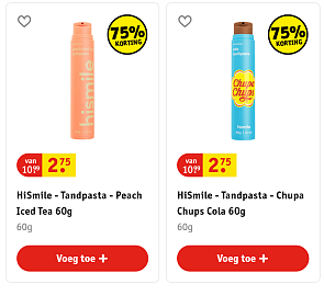 75% korting op Hismile bij Kruidvat