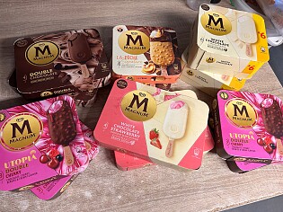 Alle MAGNUM ijsjes staan aan 1+1 in Delhaize. Alle soorten mag je mixen