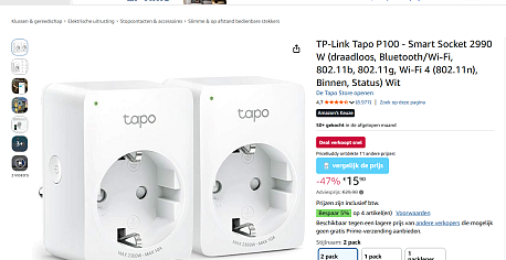 TP-Link Tapo P100 (2 pack) Wifi-stopcontact
