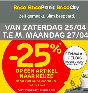 25% korting op een artikel naar keuze bij Brico