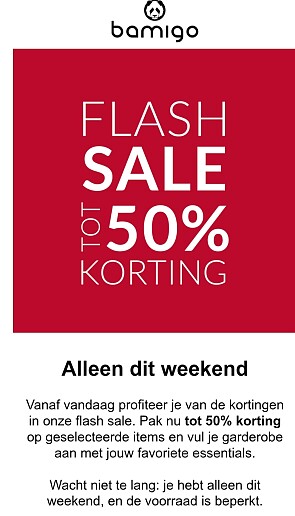 Bamigo: tot -50%