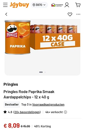 12 potjes pringels voor 8,09€