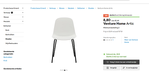 Venture Home Artic - 2 witte stoelen