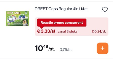 Dreft caps regular 4in1 - 14 stuks voor slechts 3,33€