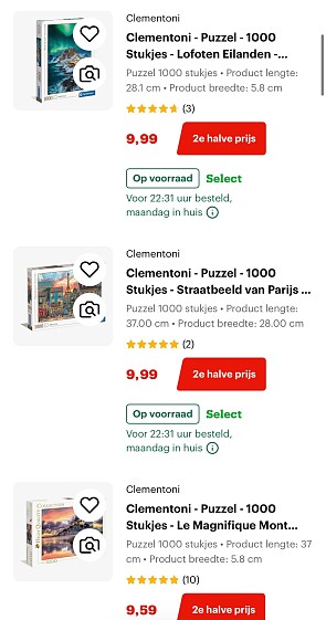 Puzzels 2e aan halve prijs